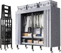 Foldable Clothe Rack With Wheel - Heavy-duty Portable Wardrobe, With W/cover Load 2000lbs, Freestanding Clothing Coat Storage, Rack Rolling Garment Rack For Hanging Clothes, For Bedroom ( Size : 180cm