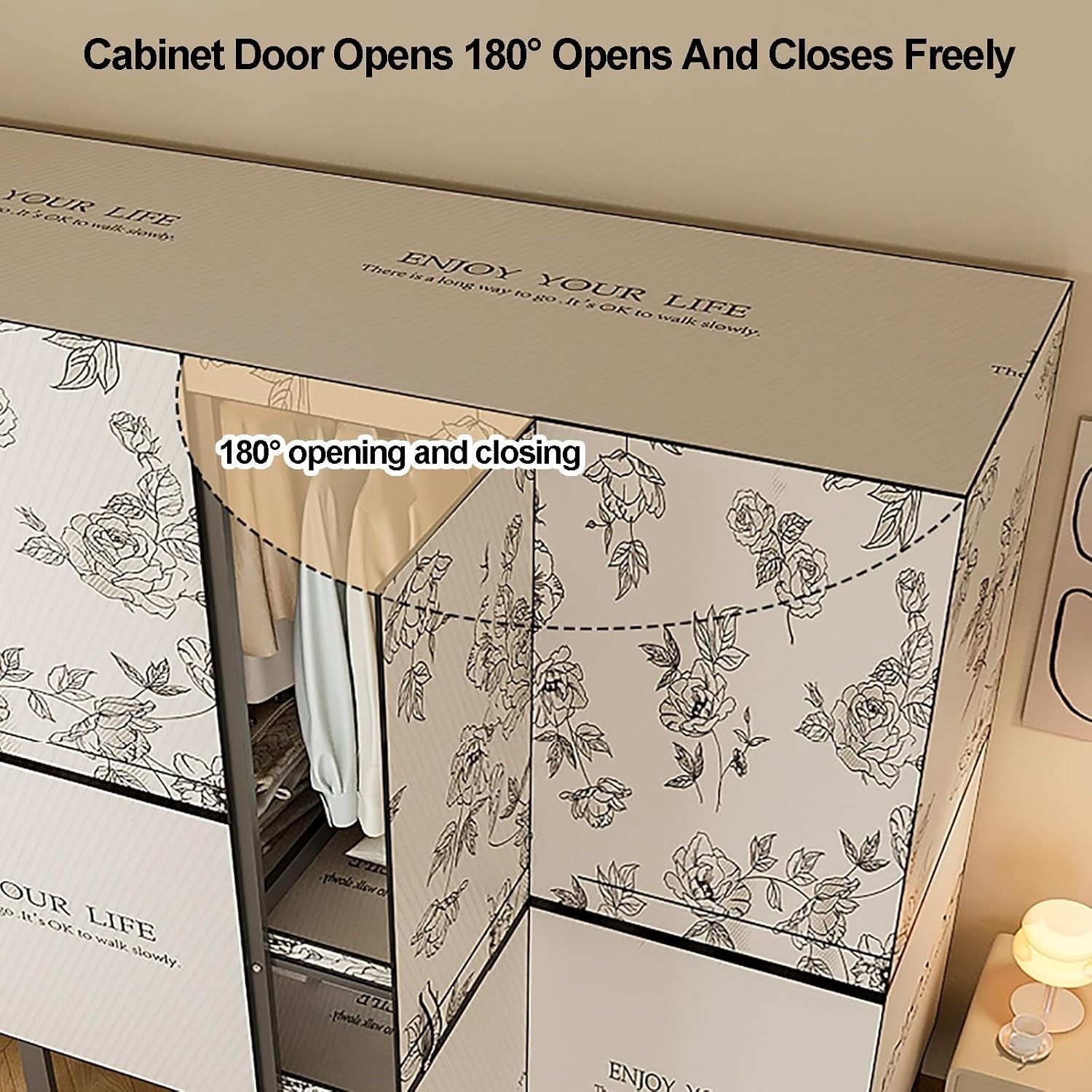 Portable Wardrobe Closet With Cover, Foldable Clothe Rack, Garment Rack For Hanging Clothes, Metal Clothes Storage Closet Organizer, Rack Shelf, For Bedroom(White,170cm/66.9inch)