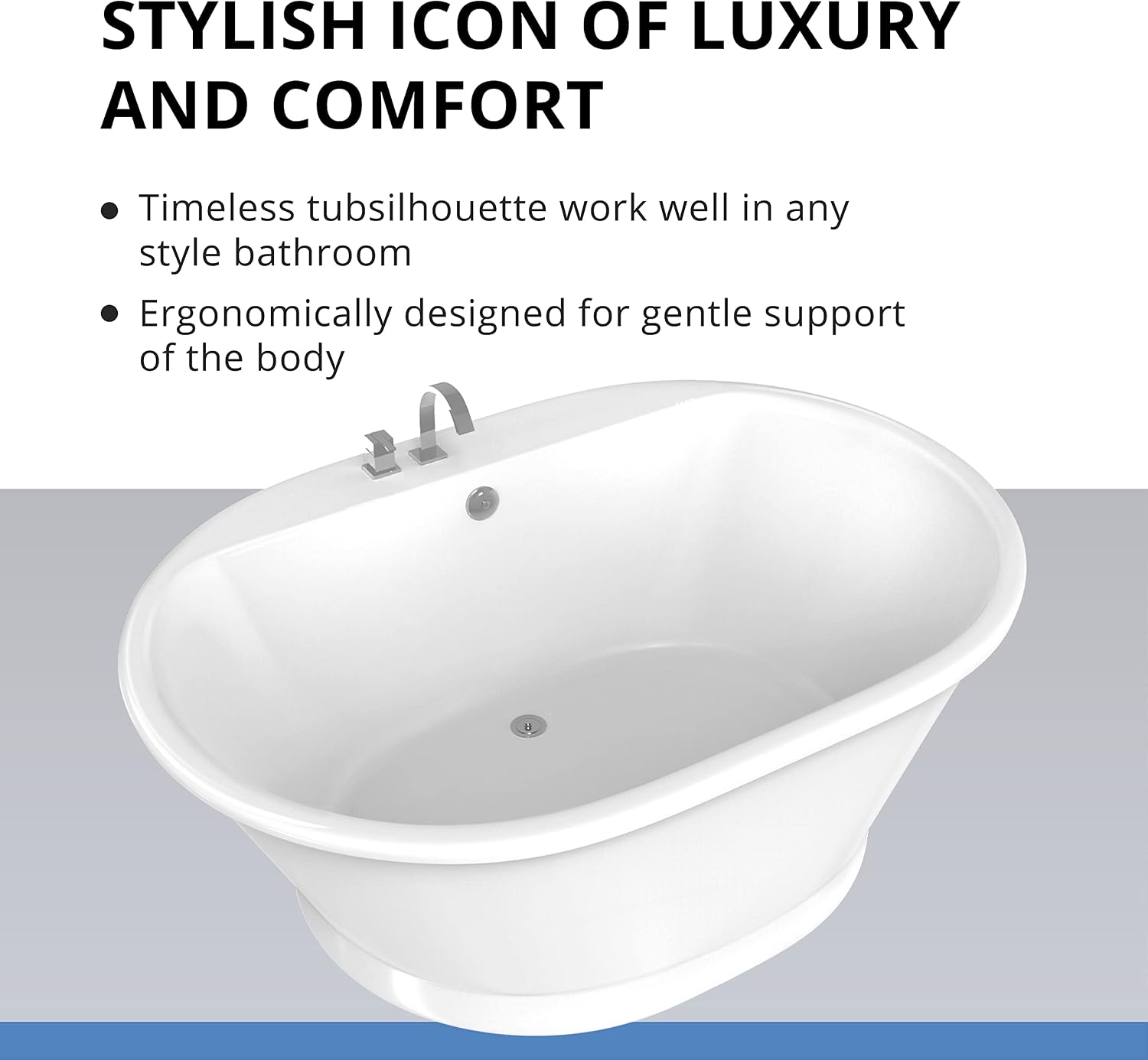 DreamLine Caribbean 60 inch L x 23 inch H White Acrylic Freestanding Bathtub