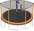 1500LBS 16FT 15FT 14FT 12 FT 10FT 8FT Tranpoline for Kids and Adults with Sprinkler, Lights with Music Speaker, Socks, Water Ball, Heavy Duty Outdoor Tranpoline with Net Enclosure and Ladder