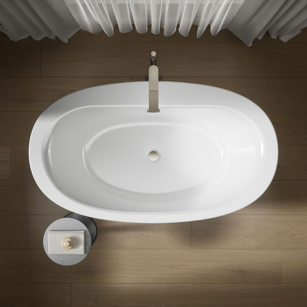 Kohler 24002-0 Sunstruck® 60' x 34' freestanding bath with fluted shroud, White