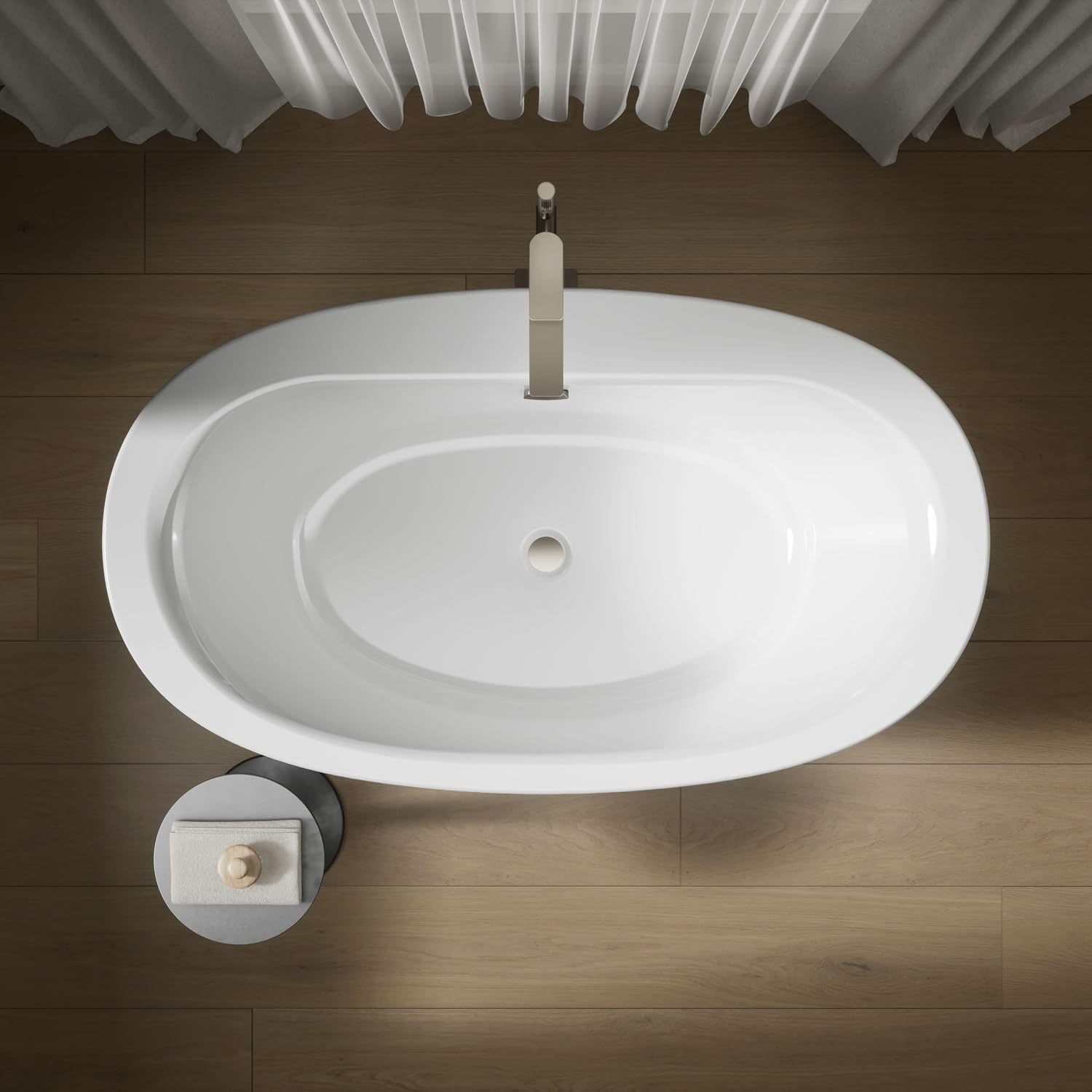 Kohler 24002-0 Sunstruck® 60' x 34' freestanding bath with fluted shroud, White