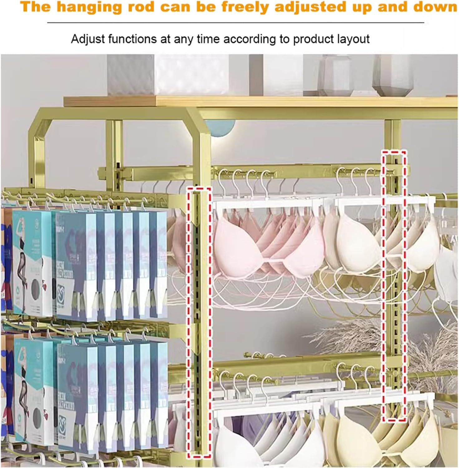 Display Stand Retail Store Garment Rack Clothing Hanger, Underwear Panty Rack Shorts Bra Display Stand, Metal Hanging Rack for Boutique Mall