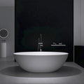 Tubcraft 71' Stone Resin Freestanding Bathtub, Modern Solid Surface Luxury Stand Alone Soaking Tub with Pop-up Drain and Overflow, Matte White,303MW1800