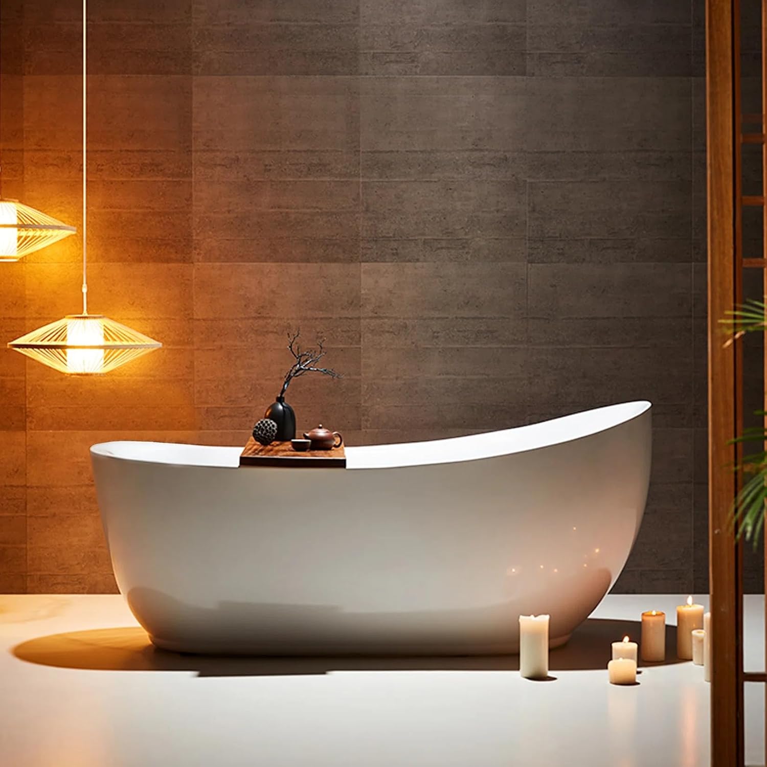 HomeBeyond 71 Inch Free Standing Bathtub | Acrylic Freestanding Soaking Tub deal for Spa-Like Baths, Modern Bathroom Stand Alone Tub Suitable for Couples, Singles, and Families, White