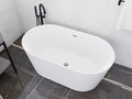 ANZZI Freestanding Acrylic Glossy White Deep Soaker Tub - 59' x 29' x 22' - 79 Gallons - Pre-plumbed, Overflow & Drain Included