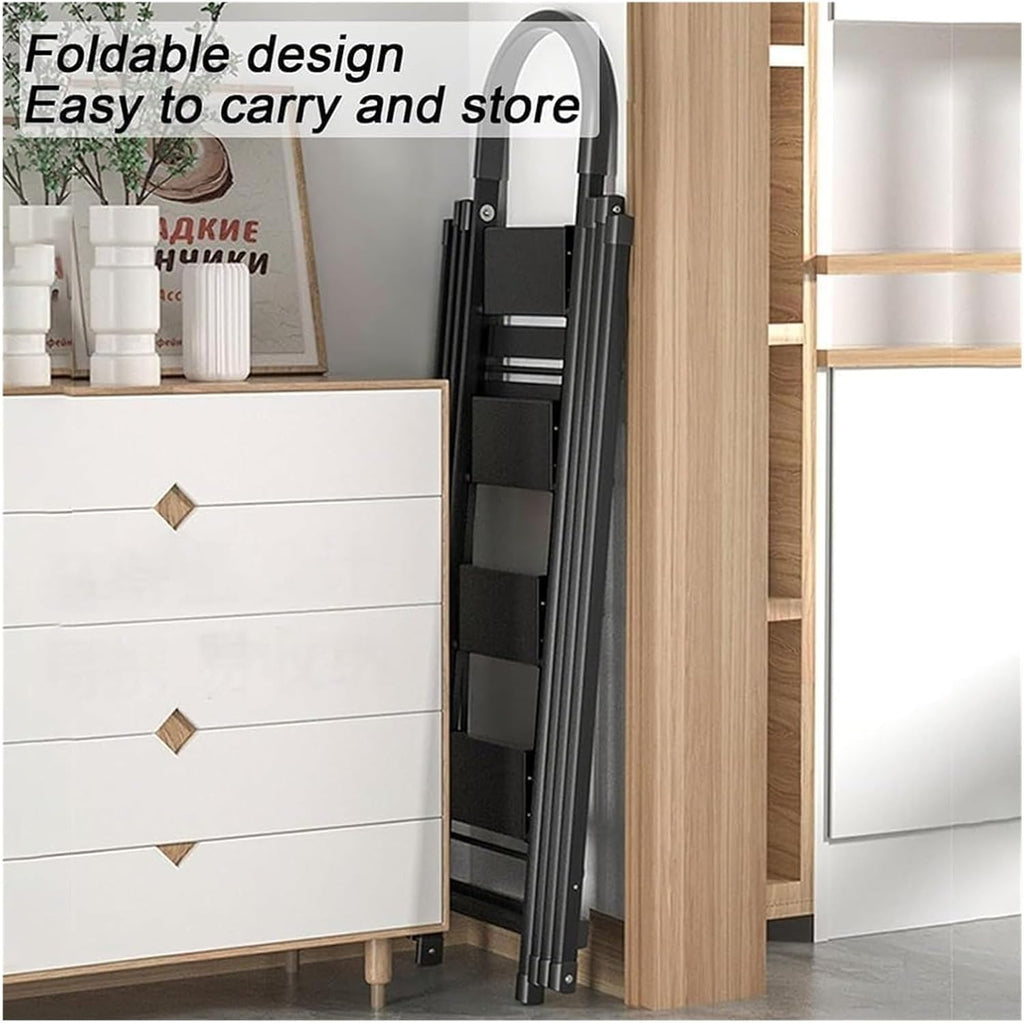 Foldable Drying Racks Garment Racks Free Standing Clothes Rack with Ladder Stretchable Metal Clothing Rack with Double Rod and Tool Tray for Dorm Bedroom Home Balcony(Black)