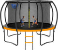 Kiivakii Trampoline 12 14 16FT, Outdoor Big Trampolines for Kids and Adults, Recreational Trampolines with Basketball Hoop and Stakes, Big Round Trampoline with Sprinkler for Backyard
