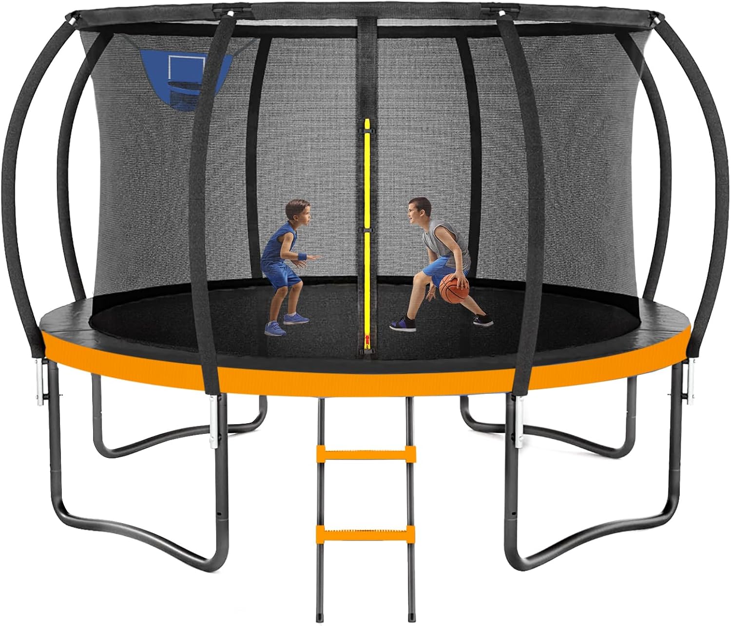 Kiivakii Trampoline 12 14 16FT, Outdoor Big Trampolines for Kids and Adults, Recreational Trampolines with Basketball Hoop and Stakes, Big Round Trampoline with Sprinkler for Backyard