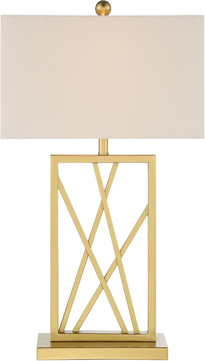 360 Lighting Claudia 26 1/2' Tall Open Metal Base Modern Glam Luxury Table Lamps Set of 2 Gold Finish White Shade Living Room Bedroom Bedside Nightstand House Office Home Reading Kitchen Entryway