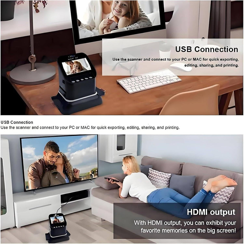 Film Scanner, High Resolution 120 LCD Screen, Converting Negatives and Slides 35 mm, 135, 126, 127 in JPEG Digital, Photo Converter