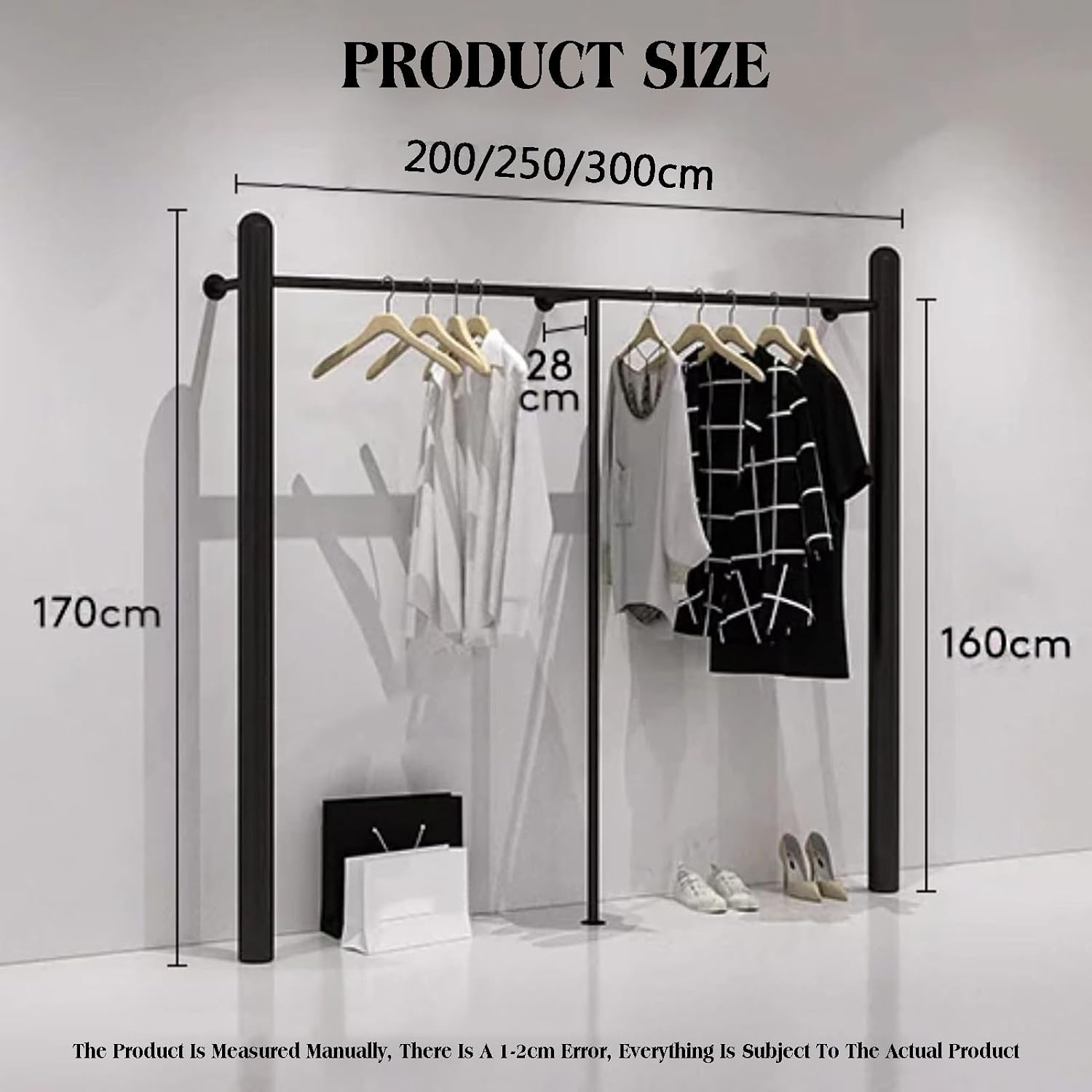 Freestanding Garment Rack Heavy Duty,Unique Closet Wardrobe,for Retail Restaurants and Home Storage(200x160cm)