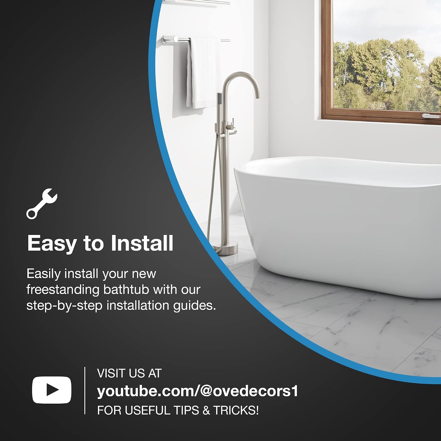 OVE Decors Isaac 58 in. Seamless White Acrylic Freestanding Slipper Bathtub