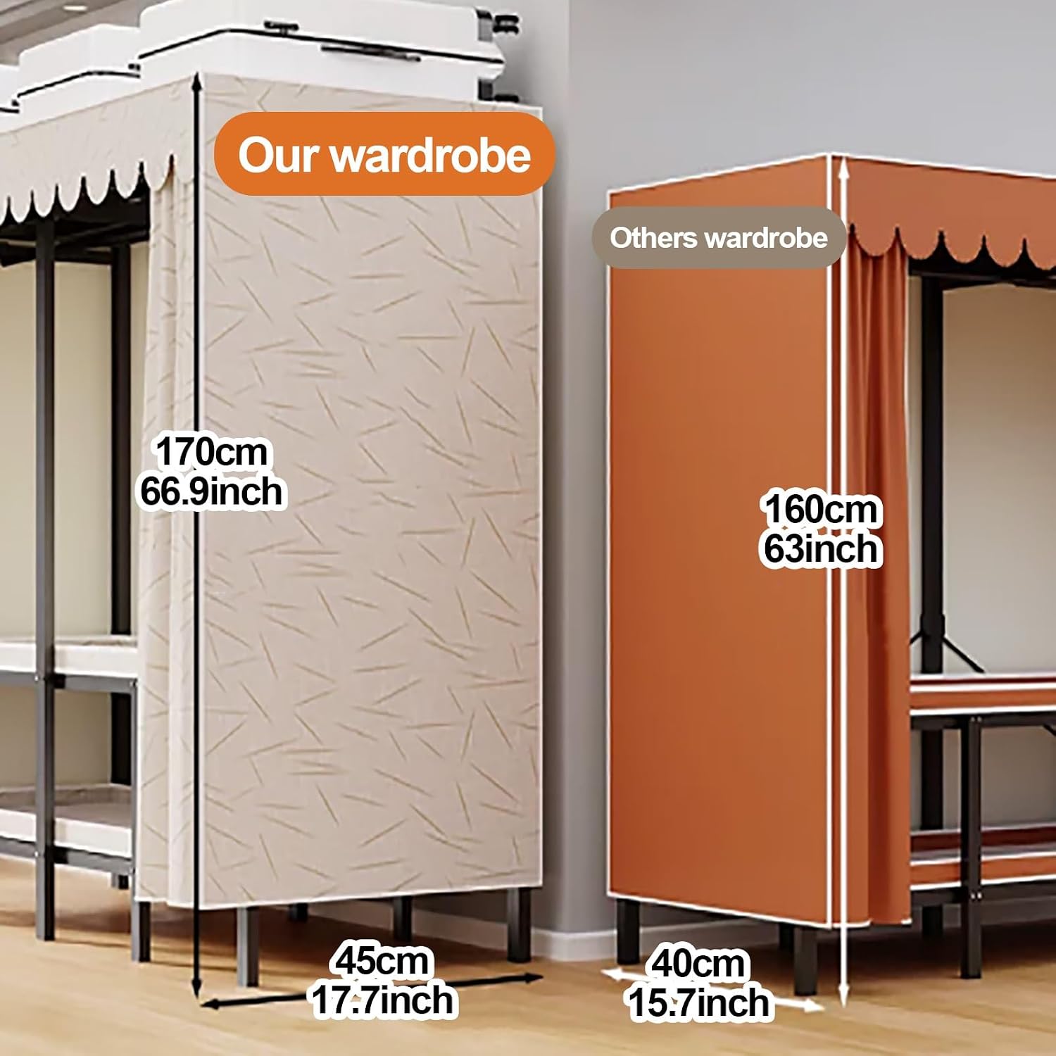 Heavy Duty Wardrobe Closet With Cover Foldable Clothes Rack For Hanging Portable Metal Clothing Rack Freestanding Coat Storage Covered Armoire Garment Racks Closets(Green,100x45x170cm)