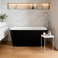 49' Modern Acrylic Freestanding Bathtub, Deep Soaking Stand Alone Tub with Chrome Overflow and Drain, Comfortable Small Space Tub, Black