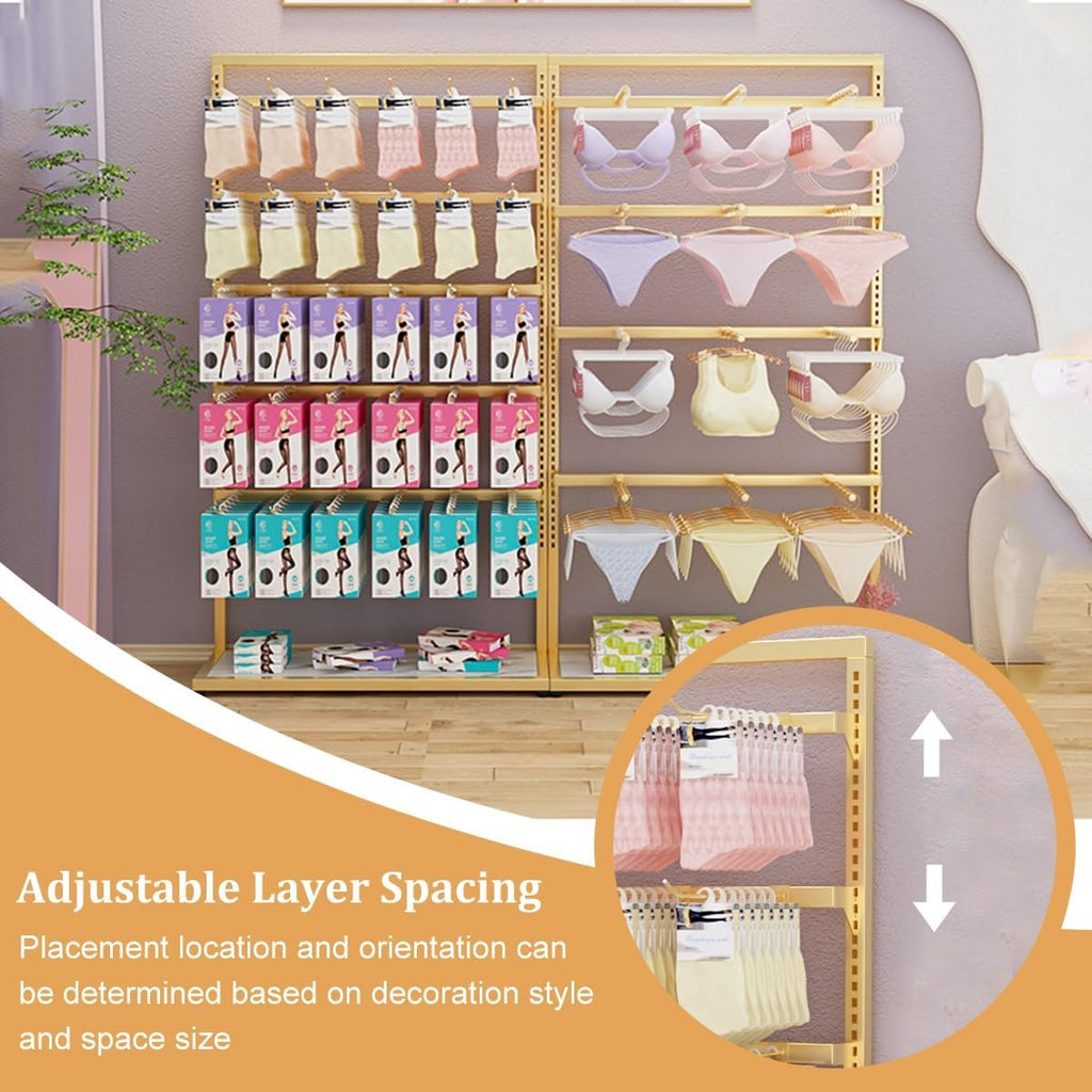 Underwear Display Rack,4 Tier Lingerie Garment Rack Retail Clothing Rack,Metal Display Shelves,Freestanding Clothing Store Boutiques Retail Lingerie Garment Rack(White,80 * 160cm/31.5 * 63in)