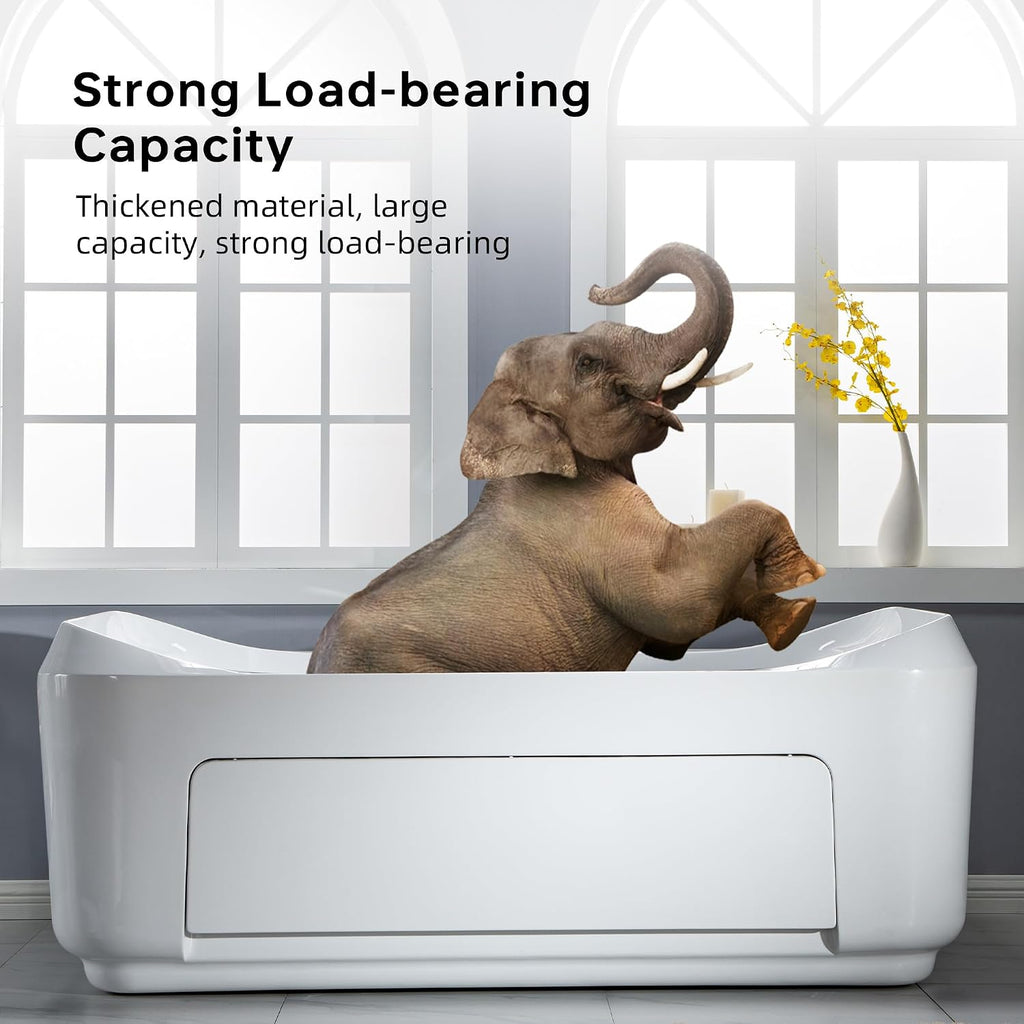 WOODBRIDGE 70-7/8'L x 47-1/4'W 2 Person Freestanding Hydrotherapy Whirlpool and Air Bath Heated Soaking Combination Massage Tub with Adjustable Speed Air Blower and Display Control Panel, B0091