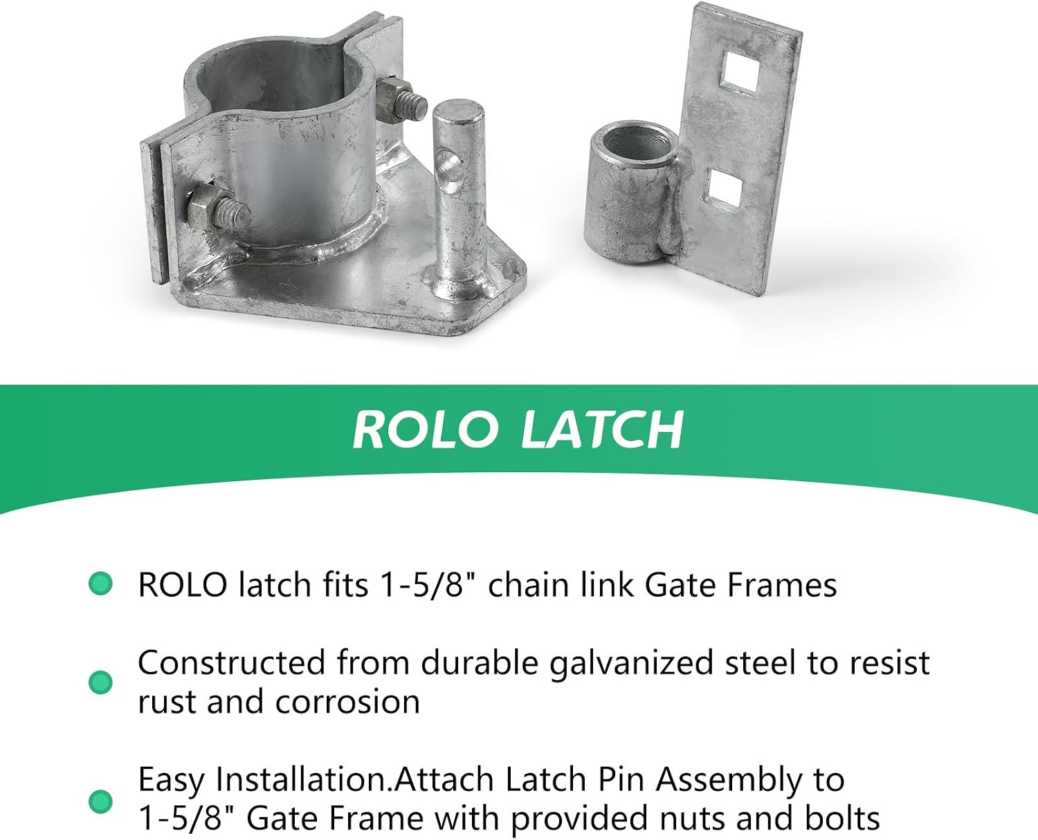 6' Sliding Gate Hardware Kit for Chain Link Fence, Heavy Duty Rolling Gate Kit with 2 Track Wheels, 6 Wall Mounted Brackets, 1 Rolo Latch, Galvanized Steel