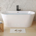 55' Freestanding Acylic Soaking Bathtub Contemporary Stand Alone Tub with Toe-Tap Chrome Drain & Overflow for Home, Long-Lasting Warmth, Gloss White
