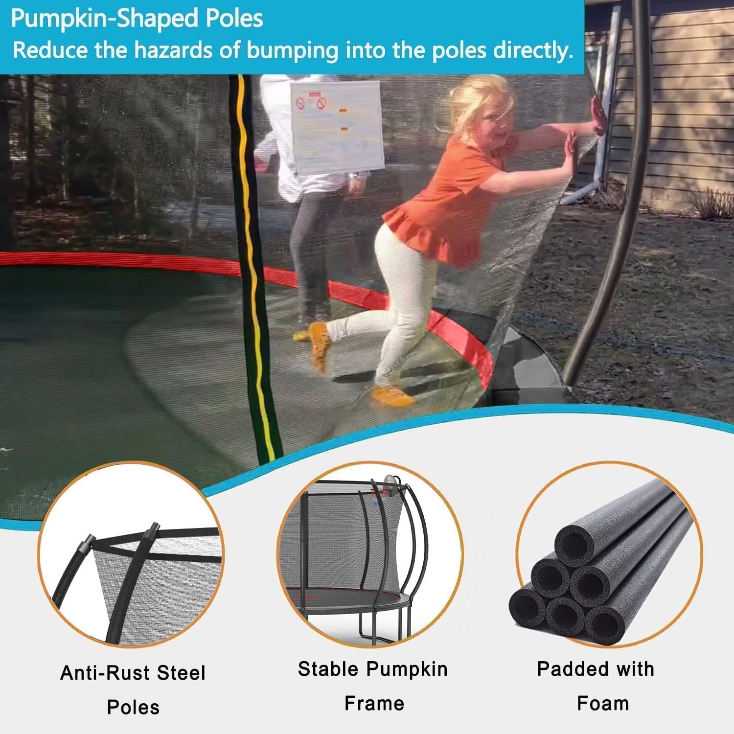 1500LBS 16FT 15FT 14FT 12 FT 10FT 8FT Tranpoline for Kids and Adults with Sprinkler, Lights with Music Speaker, Socks, Water Ball, Heavy Duty Outdoor Tranpoline with Net Enclosure and Ladder
