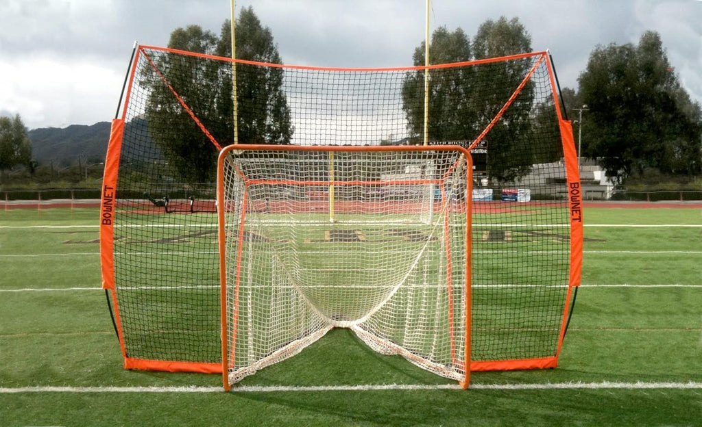 Bownet Portable Lacrosse Backstop Net 12' x 9' – Halo Goal Barrier & Shooting Trainer with Frame, E.A.S. Technology, Indoor/Outdoor Folding Practice Net, Carry Bag Included