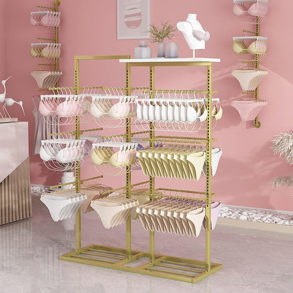 Freestanding Clothing Store Underwear Display Rack, Boutique Retail Commercial Shelves, Multifunctional Slippers Sock Lingerie Swimwear Shorts Access(Silver-100x40x135CM