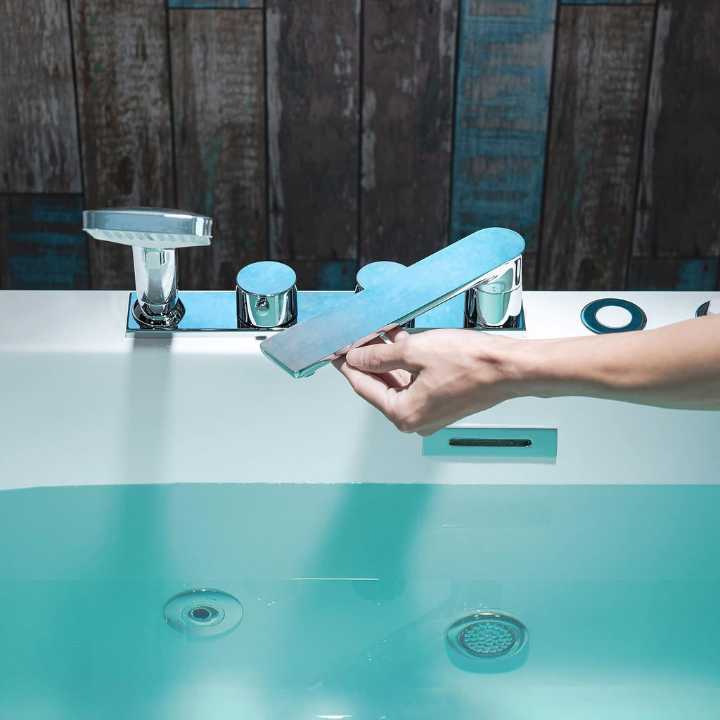 WOODBRIDGE 66-1/2' x 31-7/8' Whirlpool Water Jetted and Air Bubble Freestanding Heated Soaking Combination Bathtub with Faucet,BJ-200+F0041