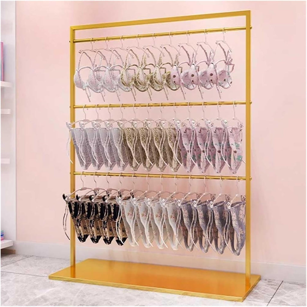 Clothes Rail Garment Rack Clothing Store Underwear Rack, Retail Store Panty Shorts Bra Display Stand With 3-Tier Shelves Floor-standing Garment Hanger Organizer For Boutique Mall Exhibition ( Color :