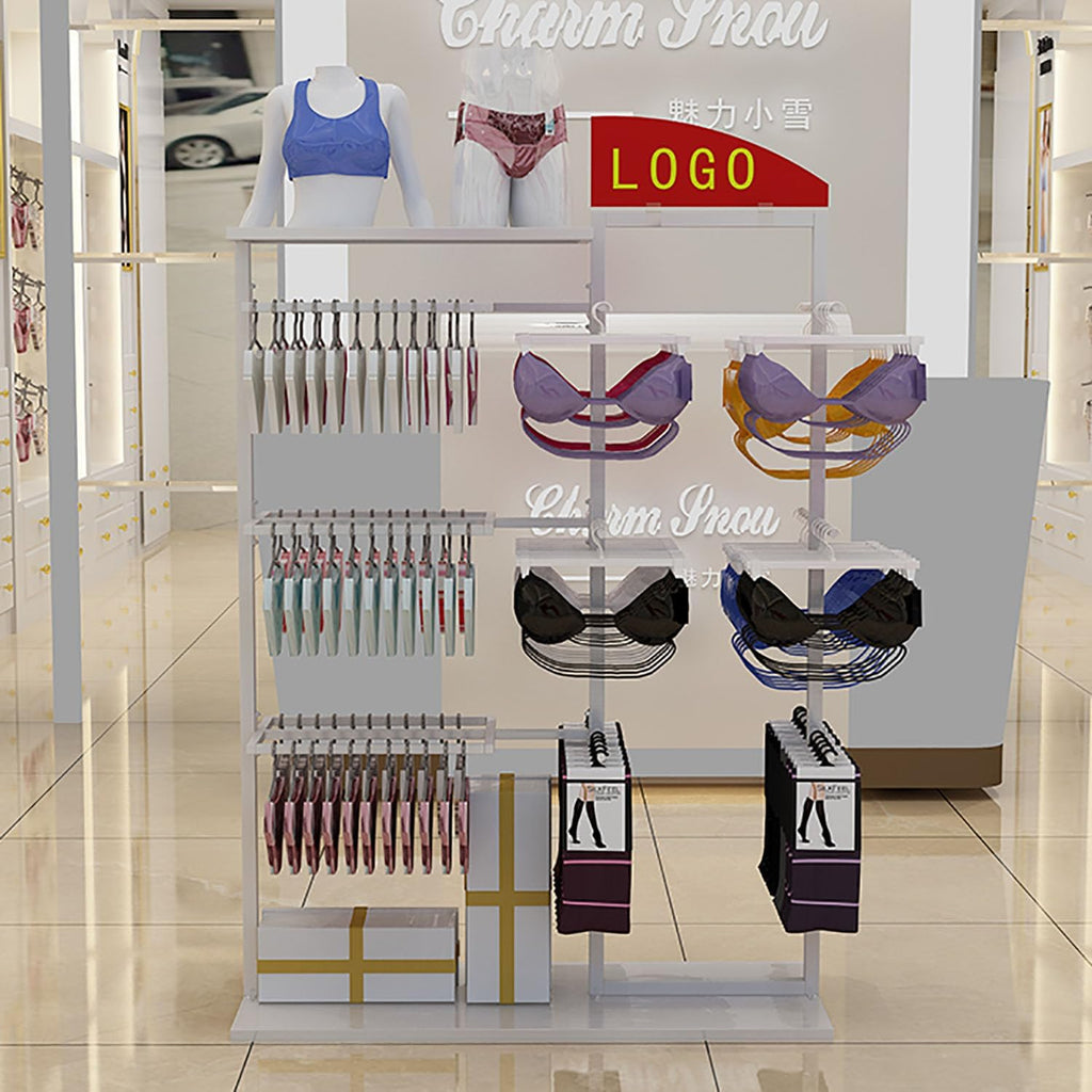 Underwear Display Stands, Freestanding Clothing Store Boutiques Retail Lingerie Garment Rack, Coat Rack Stand Commercial Shelves for Socks Bra Panties Scarves Storage