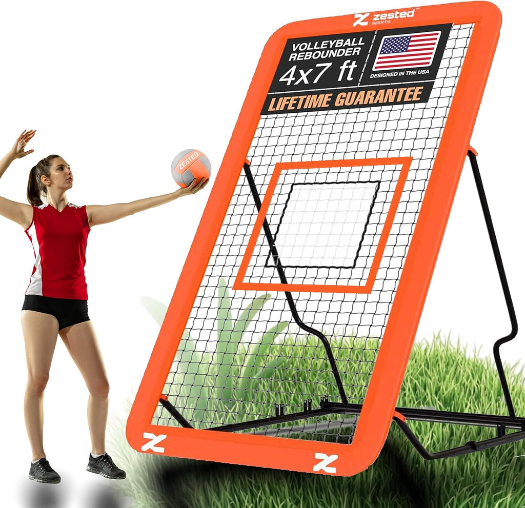 7x4 FT Multi-Sport Rebounder Net – Adjustable Training Net for Volleyball, Lacrosse, Baseball & Soccer – Heavy-Duty Steel Frame, High-Tension Net & Carry Bag for Indoor/Outdoor Practice