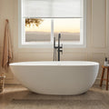 Cpingao 71' Solid Surface Bathtub, Stone Resin Freestanding Soak Tub for Bathroom, Non-Porous & Warm to Touch Surface, Matte White Deep Soaking Tub 8848-1800