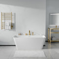Vault Series 59 in. x 30 in. Flat Bottom Acrylic Freestanding Soaking Bathtub with Center Drain, Brushed Gold Faucet