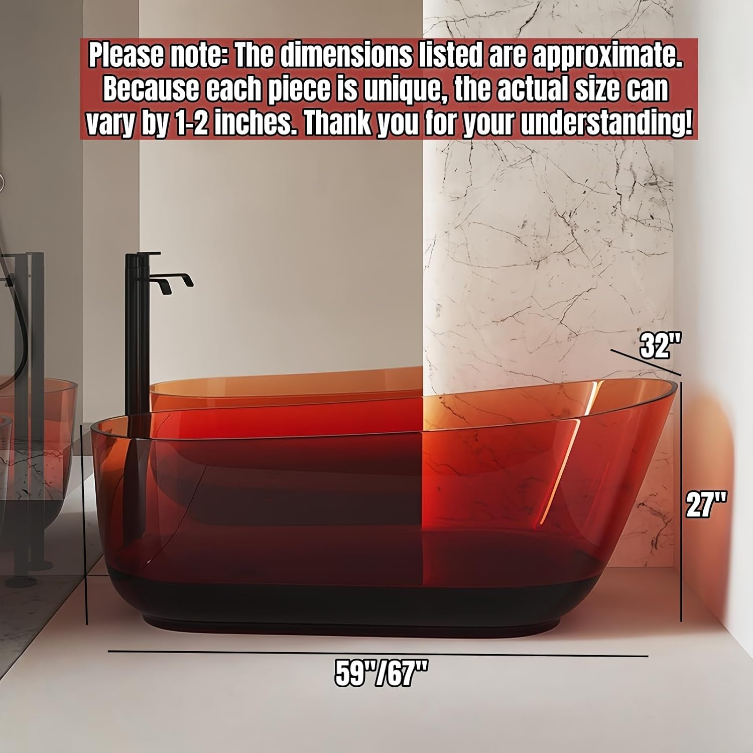 67' Edeyeu Luxury Freestanding Bathtub – Solid Surface Bathtub Soaking Tub, Ergonomic Backrest And Durable One-Piece Construction For Modern Bathroom Luxury With Drain Blue B