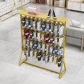 Lingerie Garment Rack Freestanding Underwear Rack with Top Shelf, 3-Tier Underclothing Rack for Boutiques, Retail Store Panty Shorts Bra Swimsuit Socks Display Stand (Gold 150x150cm)