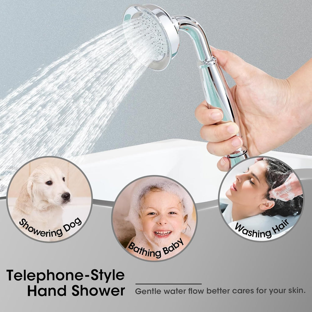 Free Standing Tub Faucet, Jabbol Luxury Freestanding Bathtub Faucet with Sprayer, Brass Bathroom Floor Mount Tub Filler, Polished Chrome (JB-8811CP)