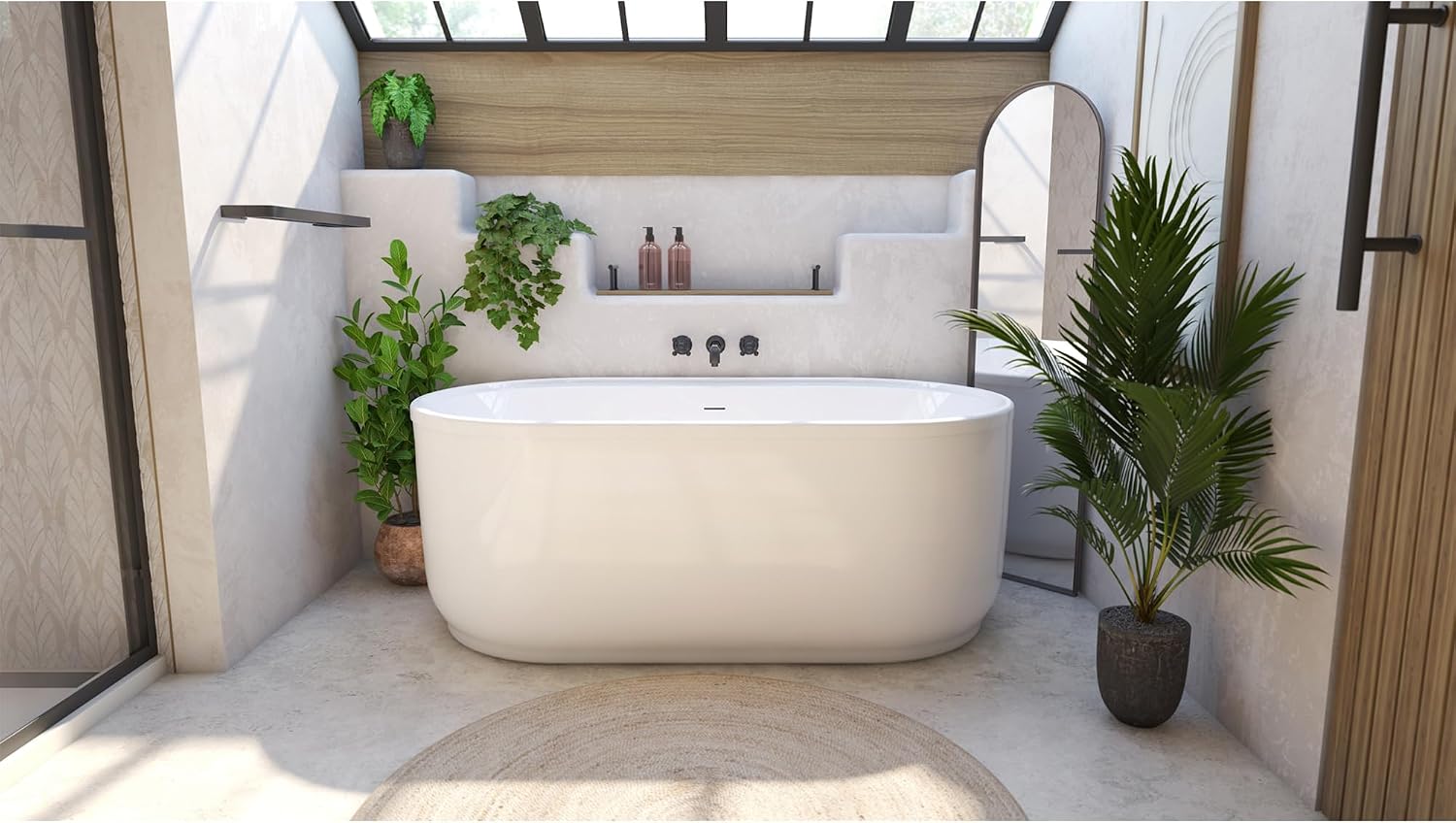 DreamLine Encore 60 1/4 inch L x 32 1/4 inch W x 23 1/8 inch H Freestanding Acrylic Bathtub with White Drain