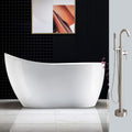 WOODBRIDGE BTA1507 BN 54' Acrylic Freestanding Bathtub Contemporary Soaking Tub Overflow and Drain BTA1507-B,with Brushed Nickel Faucet F0001, White (BTA1507 BN+F0001)