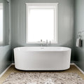 59' Freestanding Acrylic Soaker Bathtub, Fluted Style Free Standing Tub Glossy White, Pop-Up Drain, cUPC Certified - Spacious Stand Alone Tub
