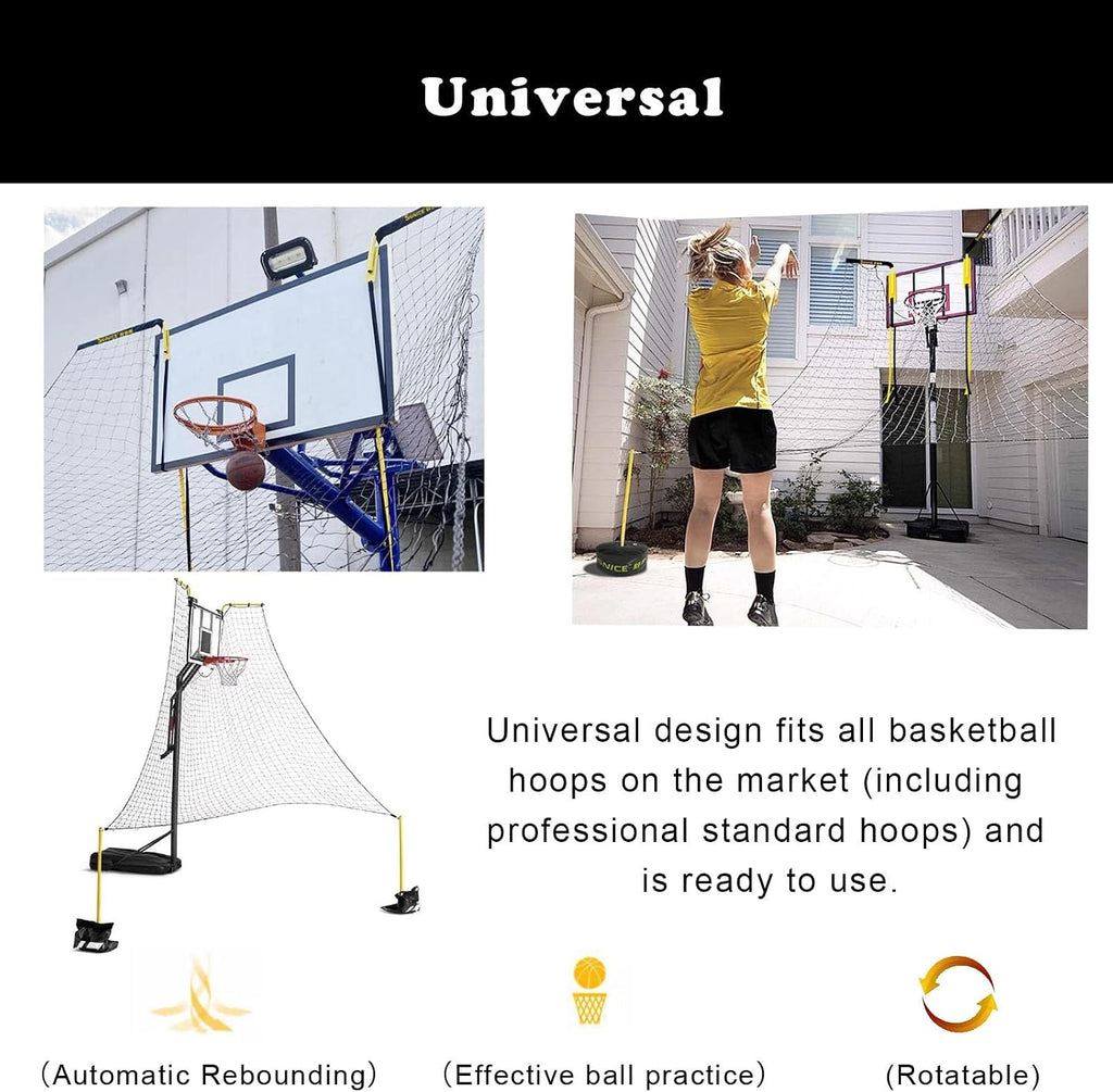 Basketballtrainer Non-Mobile Basketball Rebounder Machine for All Hoops Gym Return for Free-Throw Practice Floor Standing Net Catcher