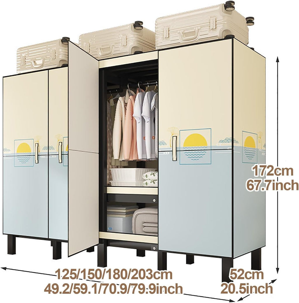 Foldable Wardrobe With Cover, 1200LBS Portable Closet, Portable Metal Covered Clothes Rack, Freestanding Closet Garment Rack, Clothing Shelves For Clothes Organizers(B,180cm/70.9inch)
