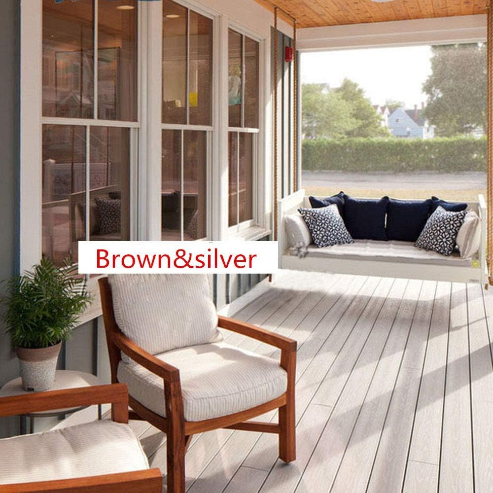 Reflective Window Film Privacy Cling Sun Blocking Adhesive One Way Mirror Window Tint Glass Film for Daytime Privacy, 35.4Inch x 66Feet, Brown Silver