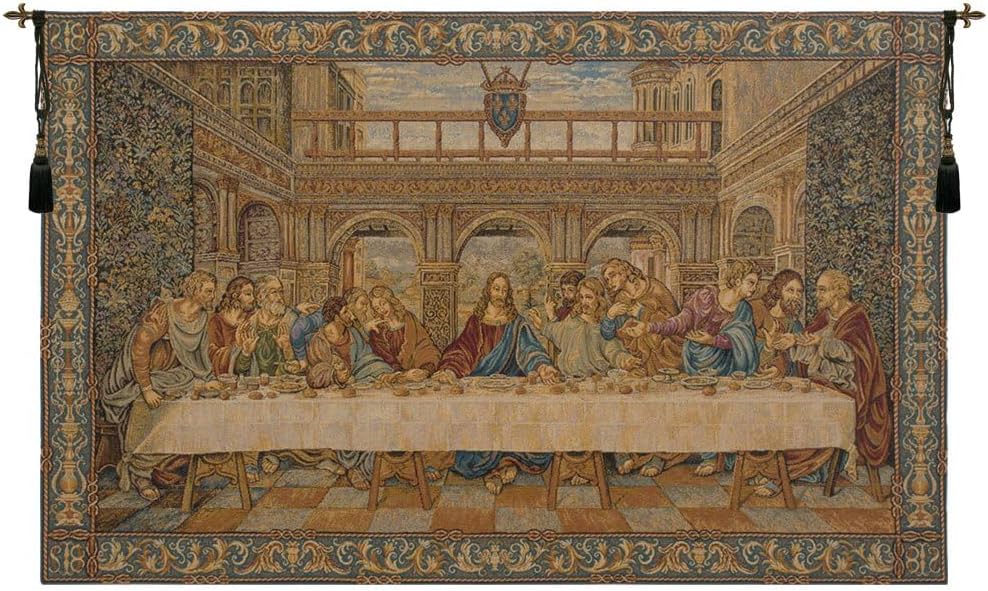 Charlotte Home Furnishings Inc. The Last Supper IV Italian Tapestry Wall Hanging 26 X 43 Inch Viscose Cotton And Polyester Boho Wall Art Perfect For Home Wall Decor By Leonardo da Vinci