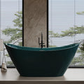 64' Edeyeu Stylish Freestanding Bathtub - Modern Soaker Tub With Double Backrest, Extra Deep Soaking Tub for Full Immersion Bathing, Ergonomically Designed Freestanding Bathtubs with Drain Green