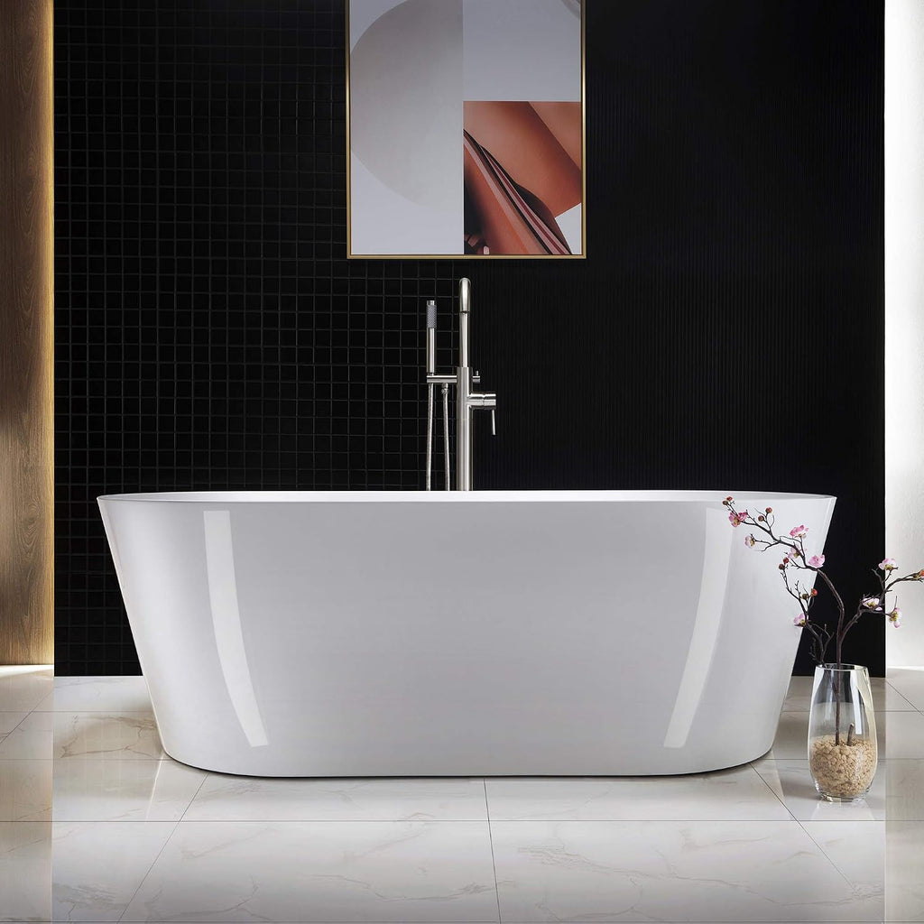 Woodbridge F0001 BN Freestanding Tub Filler Bathtub Brushed Nickel Floor Mount Brass Bathroom Faucets with Hand Shower