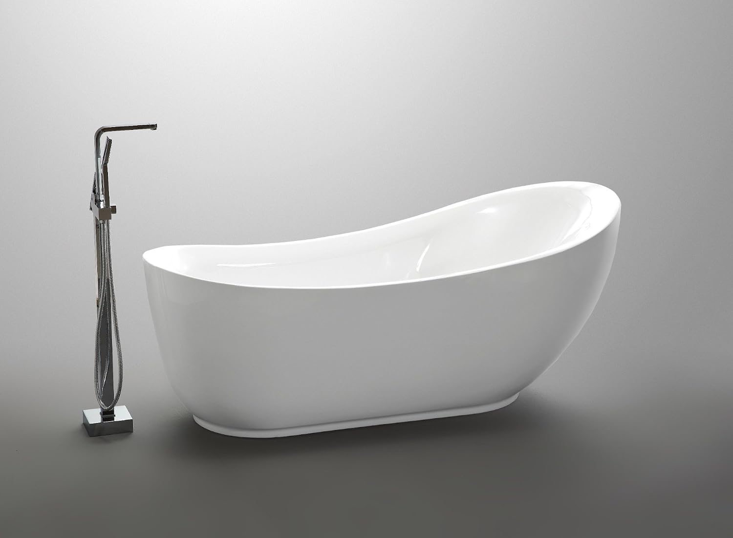 ANZZI Freestanding Bathtub 71 In Acrylic Flat Bottom Soaking Tub Glossy White Talyah Series One Piece Contemporary Design Center Drain High Gloss Finish Deep Soak Comfort Bathroom Fixture | FT-AZ090