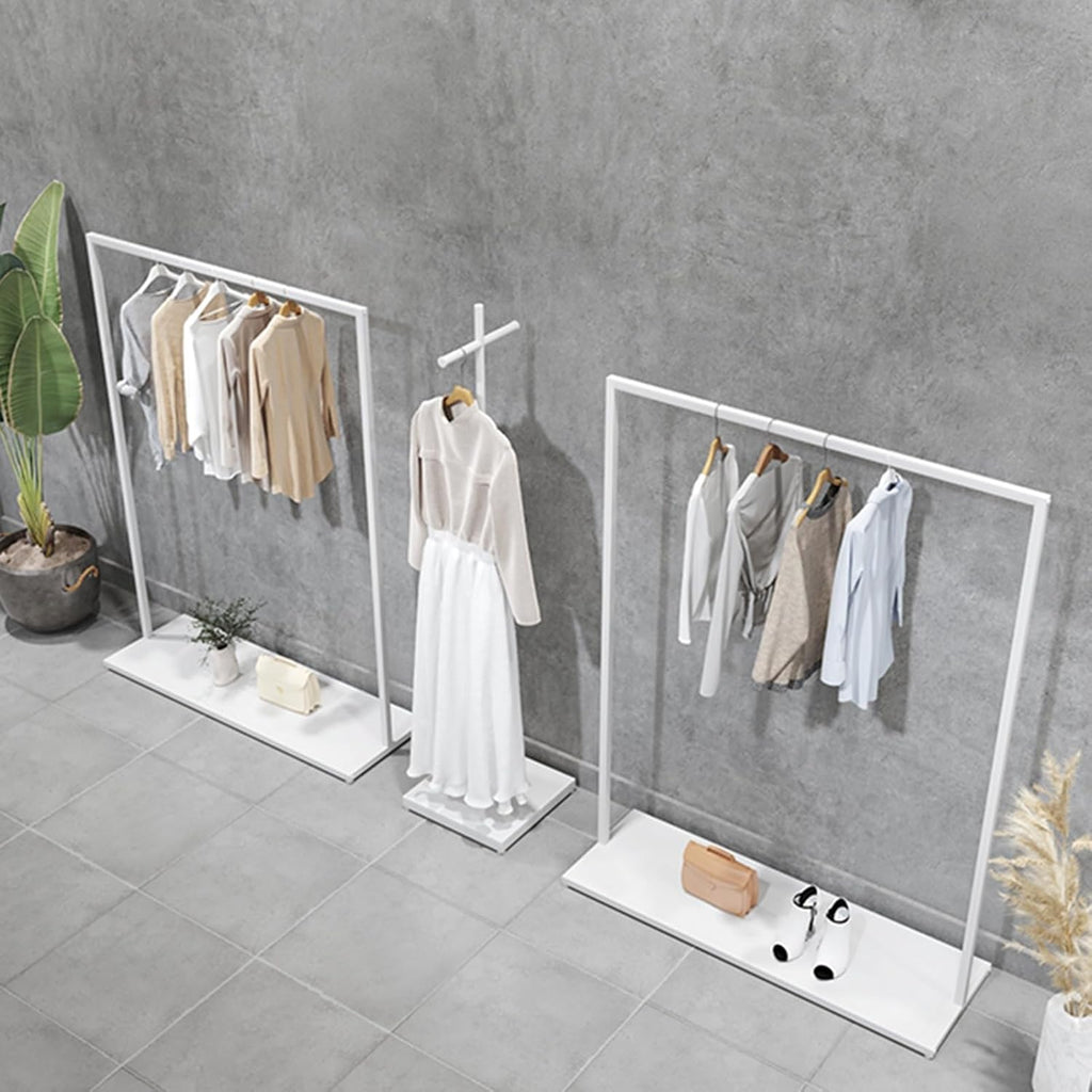 Clothes Organizer,Freestanding Garment Rack with 1 Tier Storage Shelves,Easy Assembly for Hanging(150x40x170cm)