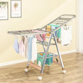 Adjustable Portable Rolling Garment Rack with Wheels, Foldable Metal Clothing Organizer with Bottom Shelf for Bedroom, Laundry, Living Room - 150cm