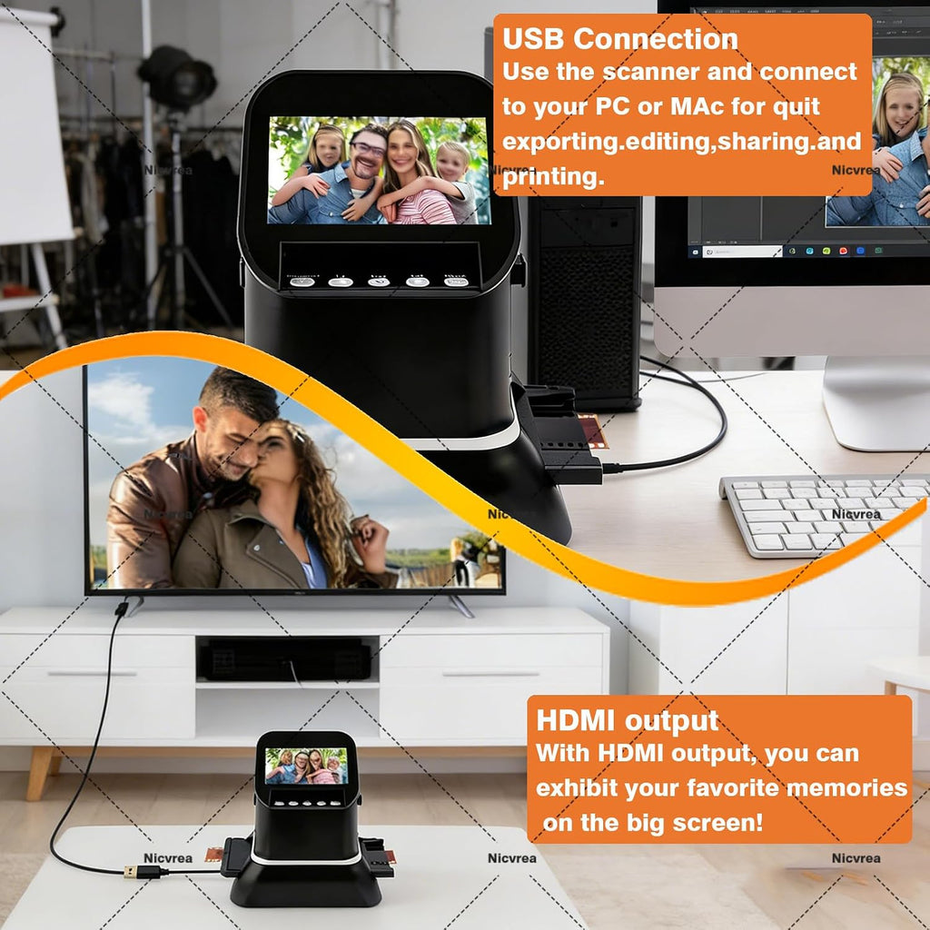4.3 Inch Photo Film Scanner Slide Digitizer Digital 35mm Image Converter with TV Output and Built in LCD Display for Image Preview