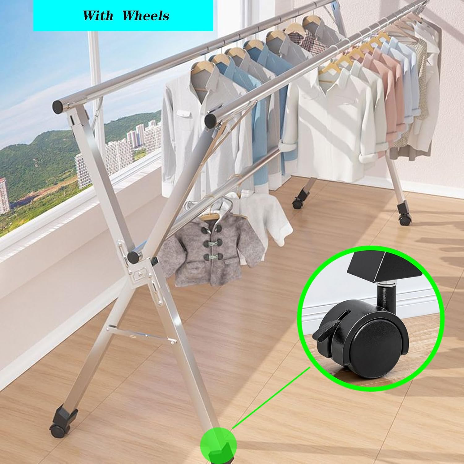 Clothes Drying Racks for Laundry Outdoor, Garment Racks for Hanging Clothes with Shelves, Laundry Stand Organizer Free-Standing Laundry Stand (200cm/79 in)