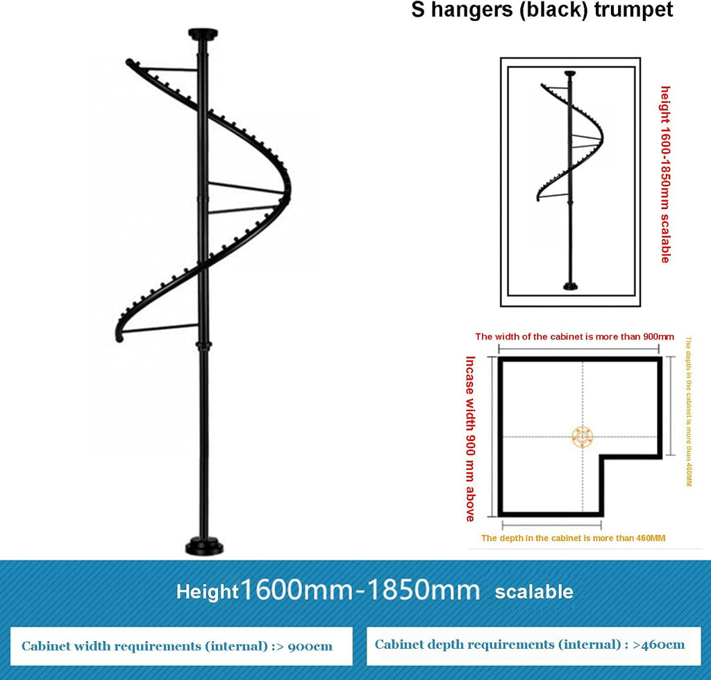 Spiral Rotating Clothing Rack 360° Heavy Duty Garment Rack Standing Metal Sturdy Freestanding Hanger for Wardrobe Storage, Bedrooms, Clothing Shops and Dormitories